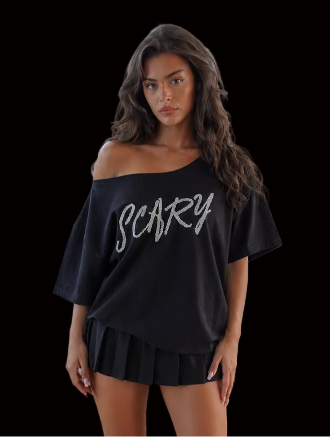 BLACK STRASS OFF SHOULDER