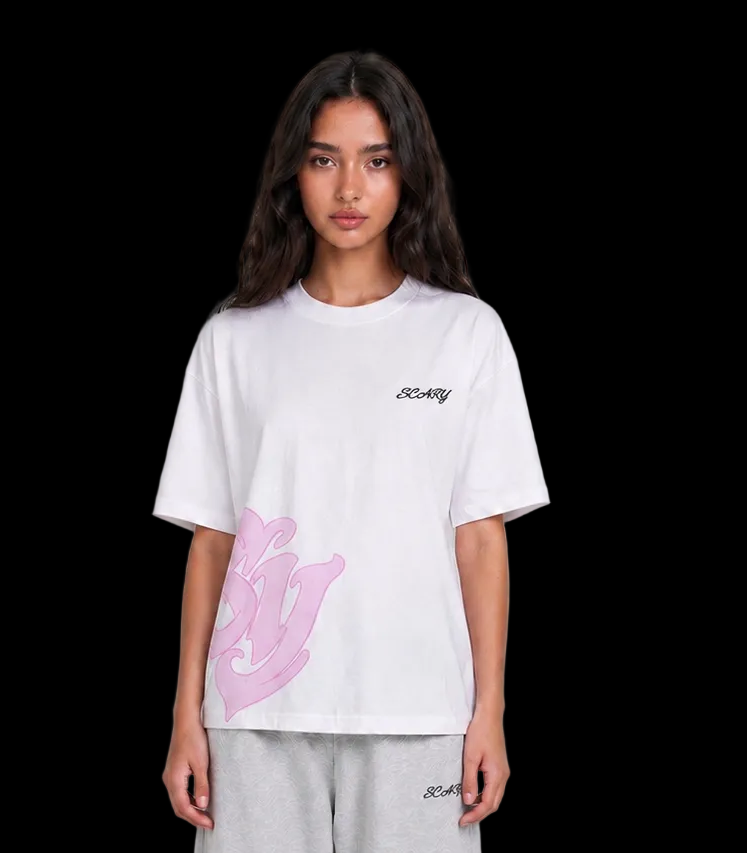 SIGNATURE WHITE TEE (PINK)